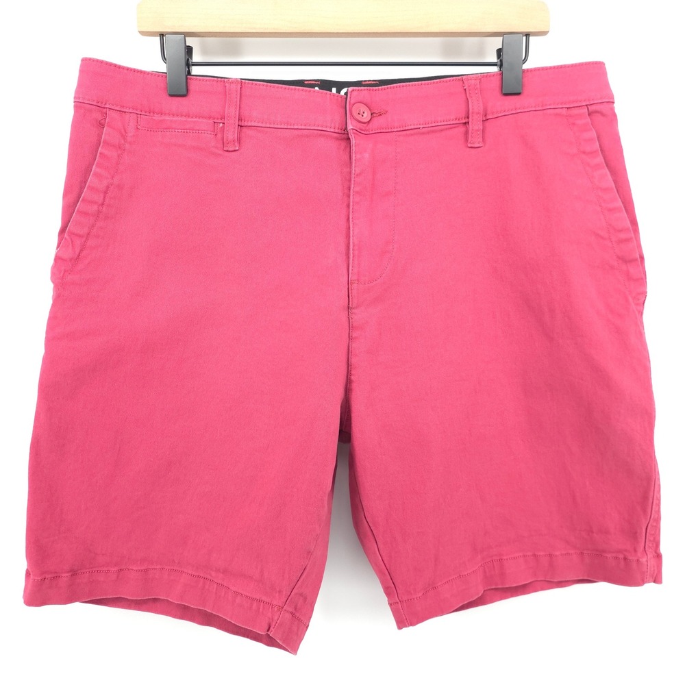 Burnside Mens Shorts‎ Chino 36 Red Enhanced Elastic Waistband Summer Casual